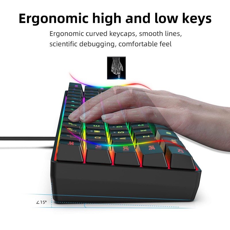 DGG 60% Gaming Keyboard and Mouse Combo, Small Keyboard and