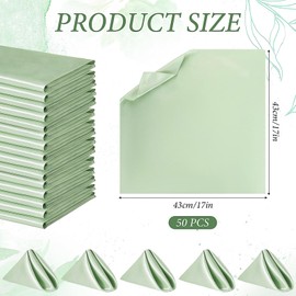 50 Stück Salbeigrüne Satin-Servietten, 43 x 43 cm Salbeigrüne Stoffservietten Quadratisch satinierte grüne Tischservietten waschbare Stoffservietten für Abendessen, Zuhause, Hochzeiten, Geburtstagsfei