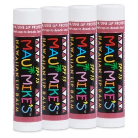Maui Mike's Passion Fruit Lip Balm (4 units) with SPF-15 Sun Protection. Best Tasting Lip Balm. Vitamin E,Aloe Vera and SPF-15 Sun Protection. Moisturizer.