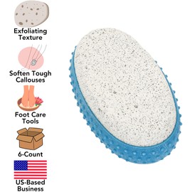 Iconikal 6-Pack Pumice Exfoliating Stone with Rubber Grip (Blue)