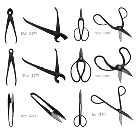 Voilamart 12 Pcs Gardening Bonsai Tool Sets Carbon Steel Garden Plant Trimming Kit Scissor Cutter Shear Heavy Duty Nylon Case Outdoor Entrenching Tools