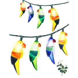 Xingzd 8.5FT Outdoor String Lights, 10 LED Warm White Waterproof Fairy Lights with 2 Spare Bulbs, Shatterproof & UL Certified Lighting for Summer Camping Patio Pool Yard Decor (Colorful Parrot)