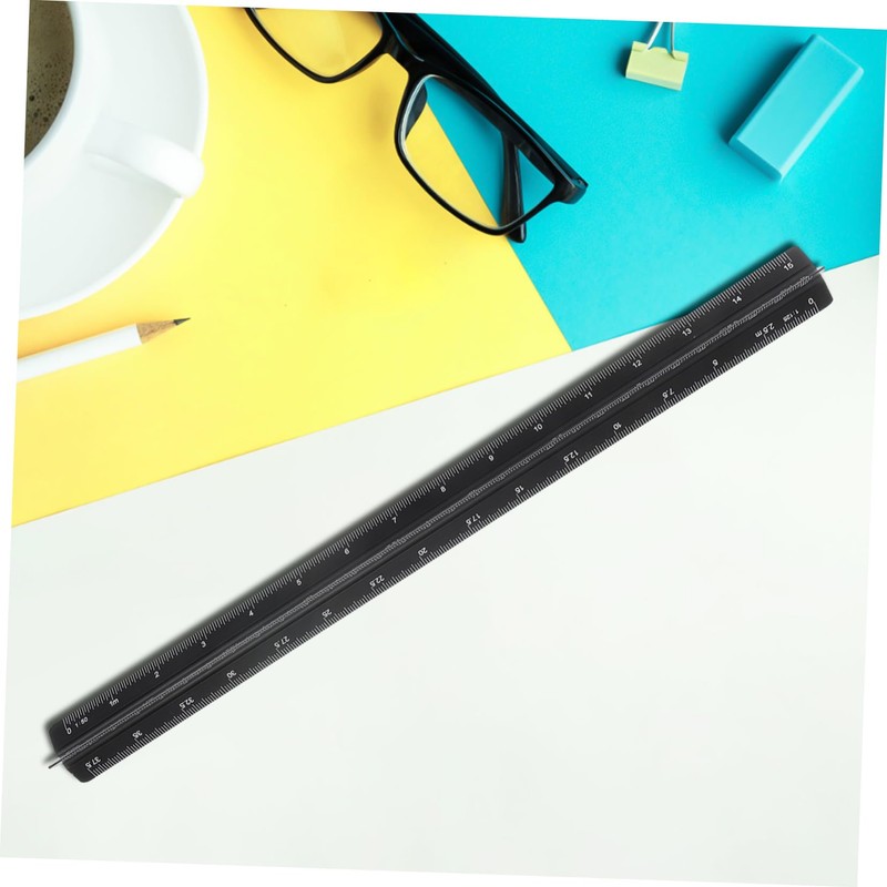 SHINEOFI 30cm Metal Measuring Scale Aluminum Drawing Ruler Precision Triangle