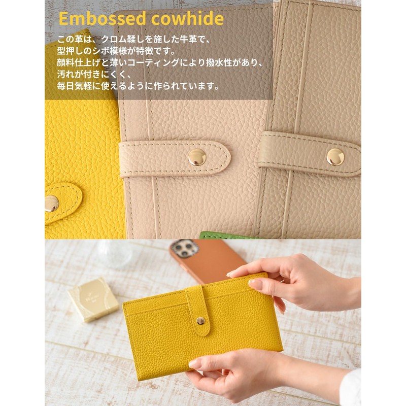 HAKATA NO MORI LEATHER Women's Thin Long Wallet, Genuine Leather,