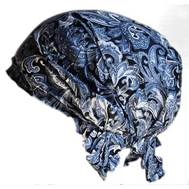 Cool4 Summer Headscarf Beach Bandana Sea Beanie Sun Protection Hat Chemo Cap A04, Grey, black, white in paisley pattern