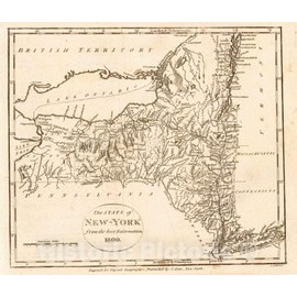Historic Map - 1800 The State of New York from The Best Information - Vintage Wall Art - 24in x 20in