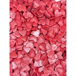 Granillo Comestible para Decoración de Postres, Tema San Valentín, Perlas Rosa, Rojo, Blanco, Cupido (Confetti corazon jumbo 100grs)