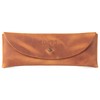 Londo Genuine Leather Retro Pen and Pencil Case - Metal Snap Fastener, Pencil Pouch Stationery Bag Camel One Size