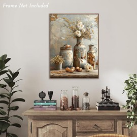 Dazzlewall Daisy Flowers Wall Picture, Vintage Rustic Botany Canvas Picture for Kitchen, Country House Style, Bathroom Decoration, 12 x 16 Inches, Unframed