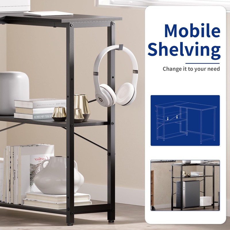 Pamray 43 Inch L Shaped Computer Desk with Reversible Side