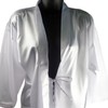 Womens Short Kimono Solid Satin Lounge Robe (3XL/4XL, White w
