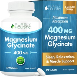 Purely Holistic Magnesium Glycinate 400mg | 4+ Month Supply | Vegan | 270 Tablets