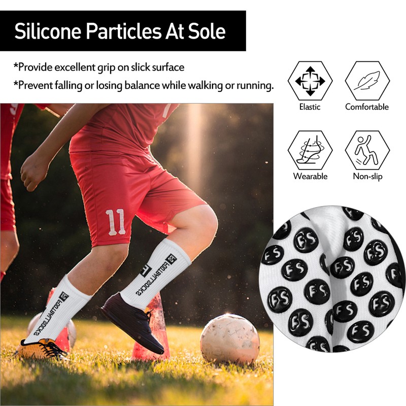 6 Pairs Soccer Socks Non Slip High Elasticity Soft Sports