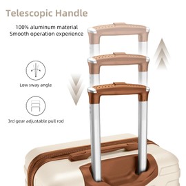 LARVENDER Carry on Luggage 20 Inch Luggage Suitcases with Wheels, Hardside Hard Shell Luggage with TSA Lock (White Brown, 3pcs)