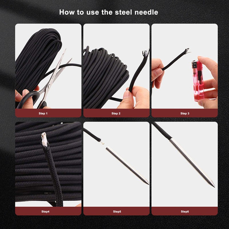 6PCS Paracord Stitching Set Stainless Steel Lacing Needles Smoothing Tool
