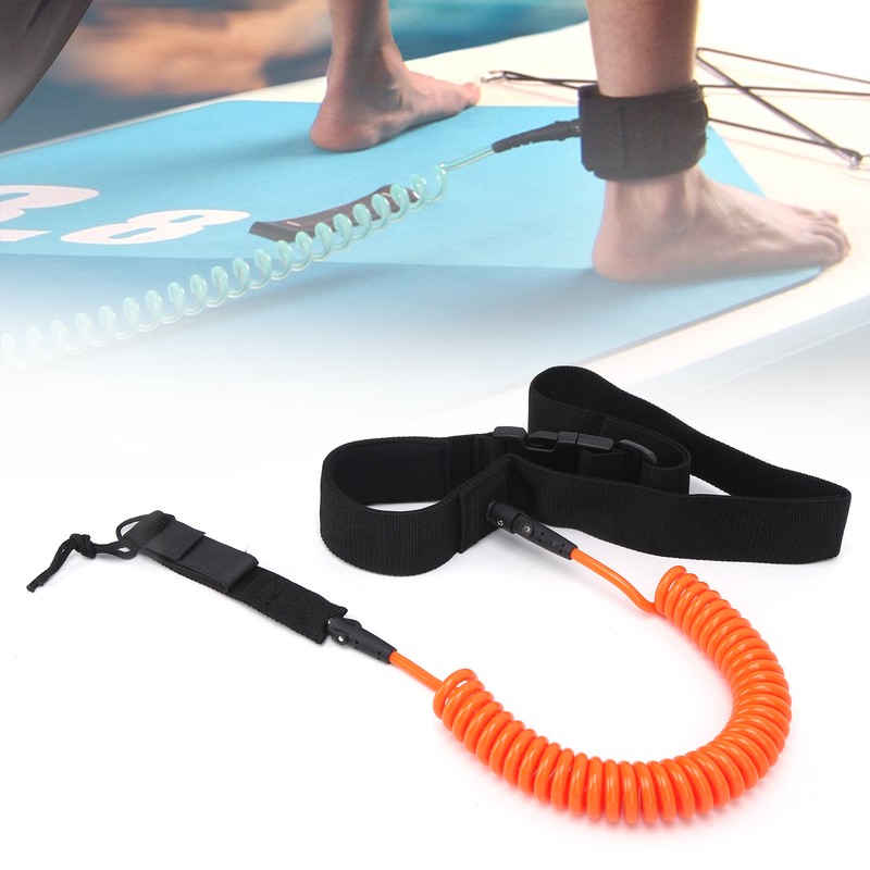 Surfboard Leash TPU Heliciform Comfortable HighElastic Surfing Safety Traction Rope(Orange