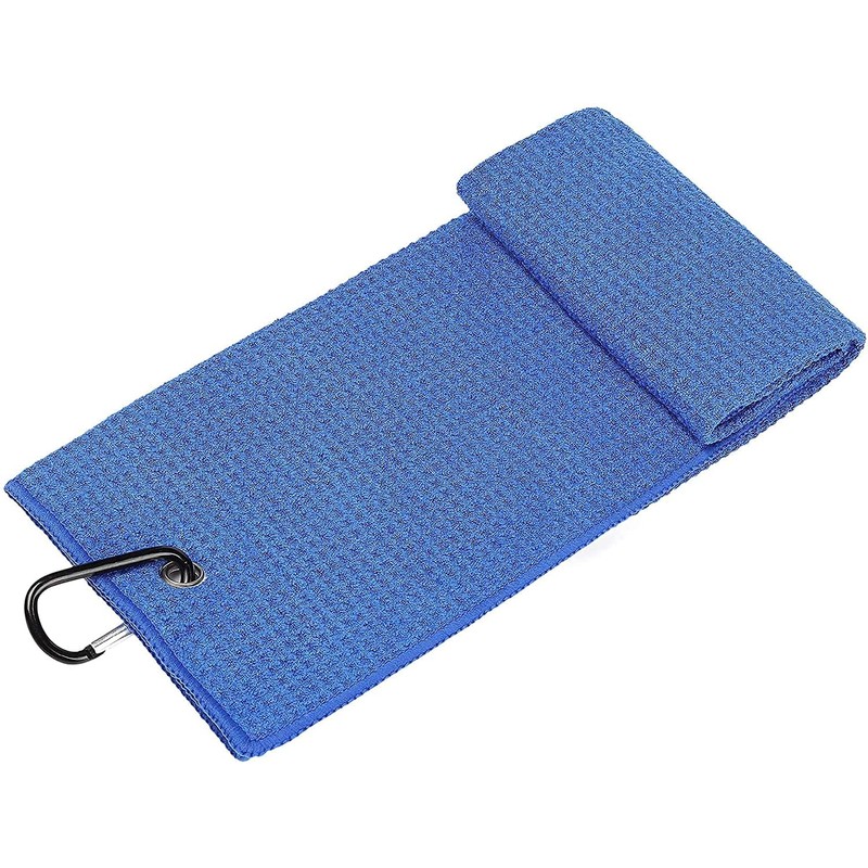 Y8HM Premium Microfiber Waffle Pattern Tri-fold Golf Towel with Carabiner