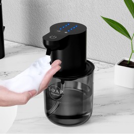 Miawtro Seifenspender Automatisch,400ml Spülmittelspender,Seifenspender Wandbefestigung,Schaumseifenspender mit Smart Sensor,Vier Einstellbare Modi, Kompatibel mit Einer Vielzahl von Flüssigkeiten