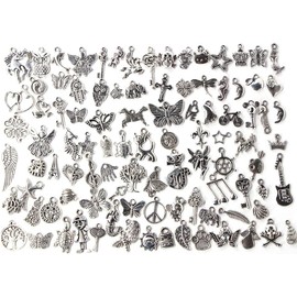 Set de 100 Piezas de Dijes Tibetanos accesorios de plata para joyería abalorios para collares y pulseras artesanía DIY