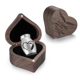 Kagrec Wood Small Urn for Human Ashes Keepsake Stainless Steel Mini Urn Cremation Urn for Ashes for Memory-Heart