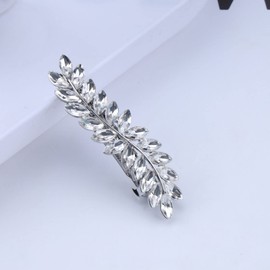 Xduargs Wedding Bridal Rhinestone Hair Clip Vintage Crystal Hair Barrette Rhinestone Barrette Clip Head Clips Shiny Crystal Cz Hair Clips Crystal Bridal Headpieces Hair Accessories for Women(Silver)