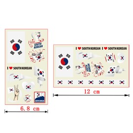 Aotusoa Pack of 30 Temporary Tattoos of Korea Flag for International Competitions 2024 European Championship Games Football World Cup Face Stickers Waterproof Flags Tattoo Flag Stickers