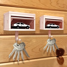 azttior AutoGaragen Key Holder with Door to Open, 3D Key Holder Wall for Garage, Hotwhee-ls Garage Key Holder, Mini Keyring Garage Organiser, Car Key Holder for Car Lovers