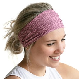 Aruna Handmade Pink Boho Bandeau Womens Headband - Sweat Absorbing Twist for Yoga, Gym & Mud Run Gear | Tie Dye Wicking Head Band Bandana for Hiking | Wide Sleeping Hair Accessories