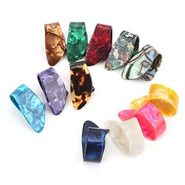 Púas de dedo de celuloide, púa de pulgar de guitarra colorida para instrumento de cuerda para principiantes