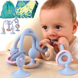 Jumble Jangle Baby Teething Toy – Multi Purpose High Chair Suction Teether Toy: Teething Relief with Sensory Toy Textures for Babies, Infants and Toddlers 0–24+ Months (Light)