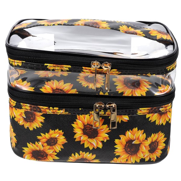 Ipetboom Sunflower Skincare Bag Makeup Bag Zipper Large Capacity Toiletry