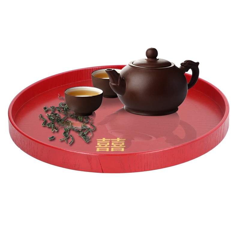 Wood Serving Tray Decorative Serving Platter Snack Fruit Plate for