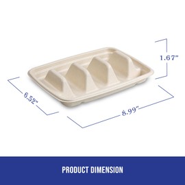 MT Products Pulp Fiber Taco Plates 8.99" x 6.52" x 1.67" - 3 Compartments Taco Holder- Pack of 15