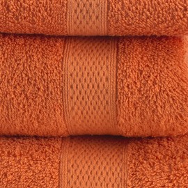 BONCASA - Hand Towel Set - 100% Combed Cotton (Not Regenerated) - Quality Ring Spun - Soft Feel - 450 g/m2 (Orange, Set of 3)