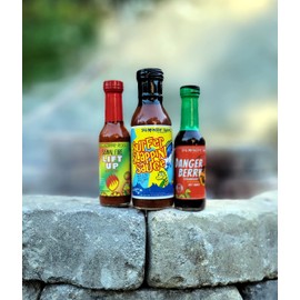 Sea Monster Sauces Sampler - 1 Bottle Surfer Slappin! Sauce - 1 Bottle Danger Berry - 1 Bottle Lift Up Hot Sauce
