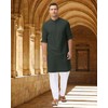 LVCBL Kurta For Men Kaftan Thobe Long Sleeve Casual Linen