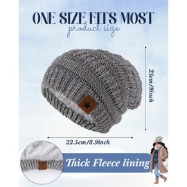 JaGely 8 Pieces Women Winter Hats and Gloves Set Women Warm Touchscreen Knitted Lined Gloves Winter Beanies(Mixed White Grey,Without Pom Pom)