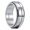 King Will 8mm Mens Women Silver Groove Spinner Stainless Steel