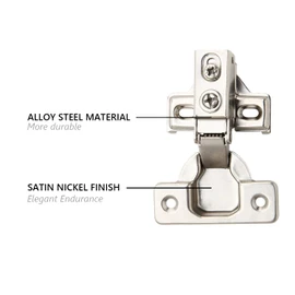 2 Pack - Face Frame Quiet Soft Close Cabinet Door Hinges, 1/2 Inch Overlay, with Built-in Metal Dampers, Strong Heavy Duty Steel for Kitchen Bathroom