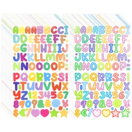 WELANE Number Alphabet Stickers, 1800 PCS Candy Color Letter and Number Scrapbooking Stickers for Sign, Notebook, Classroom Decor (20 Sheets, 2 Styles)