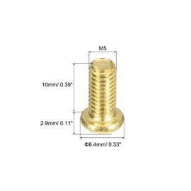 sourcing map Brass Machine Screws, M5x10mm Phillips Pan Head Fastener Bolts for Furniture, Office Equipment, Electronics 20Pcs