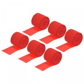 sourcing map Pack of 6 Crepe Paper Streamers Party Streamers Decorations 1.37 Inch Width 32 ft Length for Various Birthday Parties Weddings Festivals Party Decorations Red