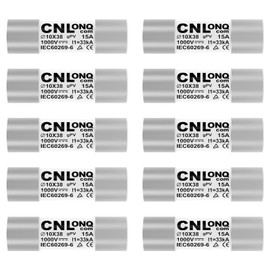 CNLonQcom - 10 fusibles solares fotovoltaicos (15 A, 1000 V, CC, 10 x 38 mm, capacidad de rotura de 33 kA, para solares, fotovoltaicos, caja Combienr (15 amperios)