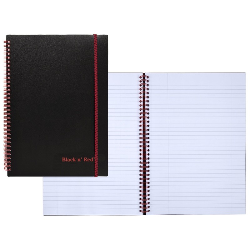 CASE OF 6 Black n' Red Twin Wirebound Notebook, Poly