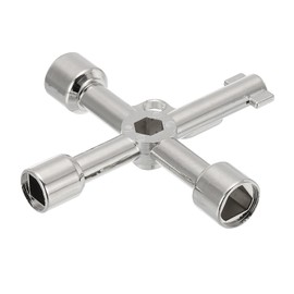 PATIKIL 4 Way Utility Key, Multifunction Triangle Square Panel Cross Sillcock Key Gas Water Meter Keys Wrench for Valve Spigots Electrical Cabinet Opening, Silver