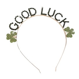 GFLPO St.Patrick's Day Headband,Glitter Shamrock Headbands,GOOD LUCK Letter Headband,Shamrock Clover Headpiece,Lucky Irish Hairband,Clover Leaf Head Boppers,St Patricks Day Costume Accessories