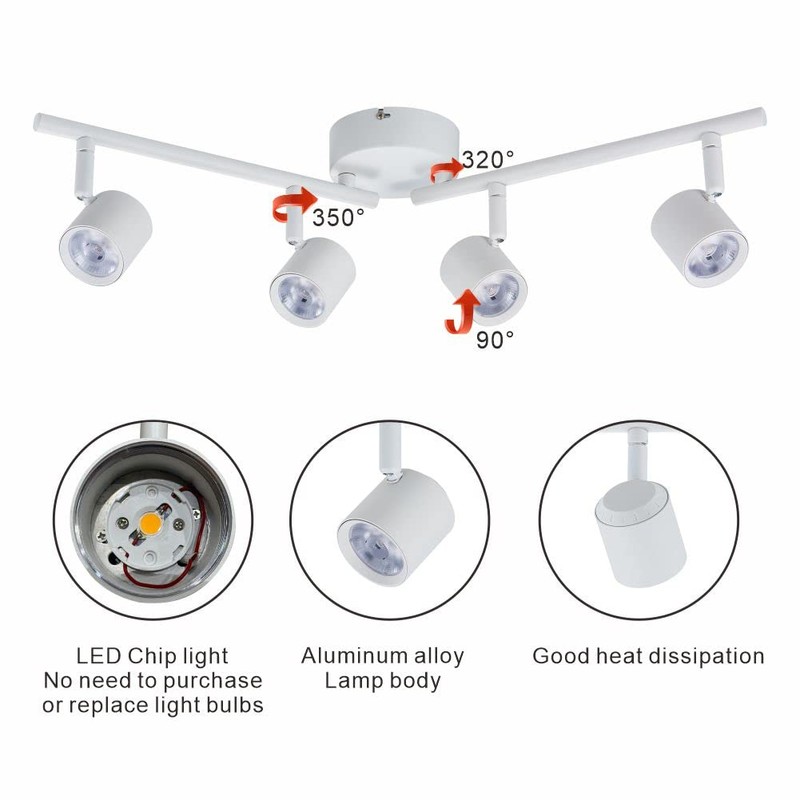 Arcfox 30W 4-Light LED Track Lighting Kit Ceiling Spotlight Fixture