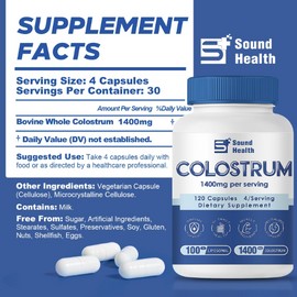 Colostrum Supplement 120 Capsules for Humans - Organic Bovine Colostrum Powder for Gut Health, Hair Growth, Beauty, and Immune Support - Unflavored (120 Capsules)