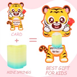 LOMIMOS 32 Packs Valentine's Day Cards for Kids with Rainbow Springs,Bright Colors Coil Spring Toy Bulk for Kids School Exchange Heart Slinky Easter Party Favors Class Prizes Valentine's Party Favors