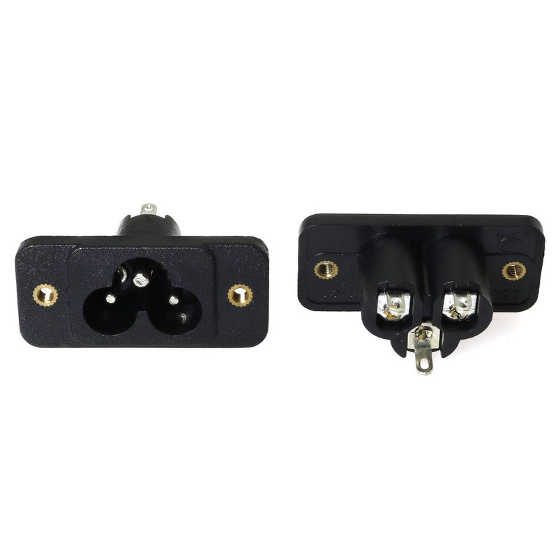 E-outstanding C6 Panel Mount Plug Adapter 2PCS 3Pins 250V 10A